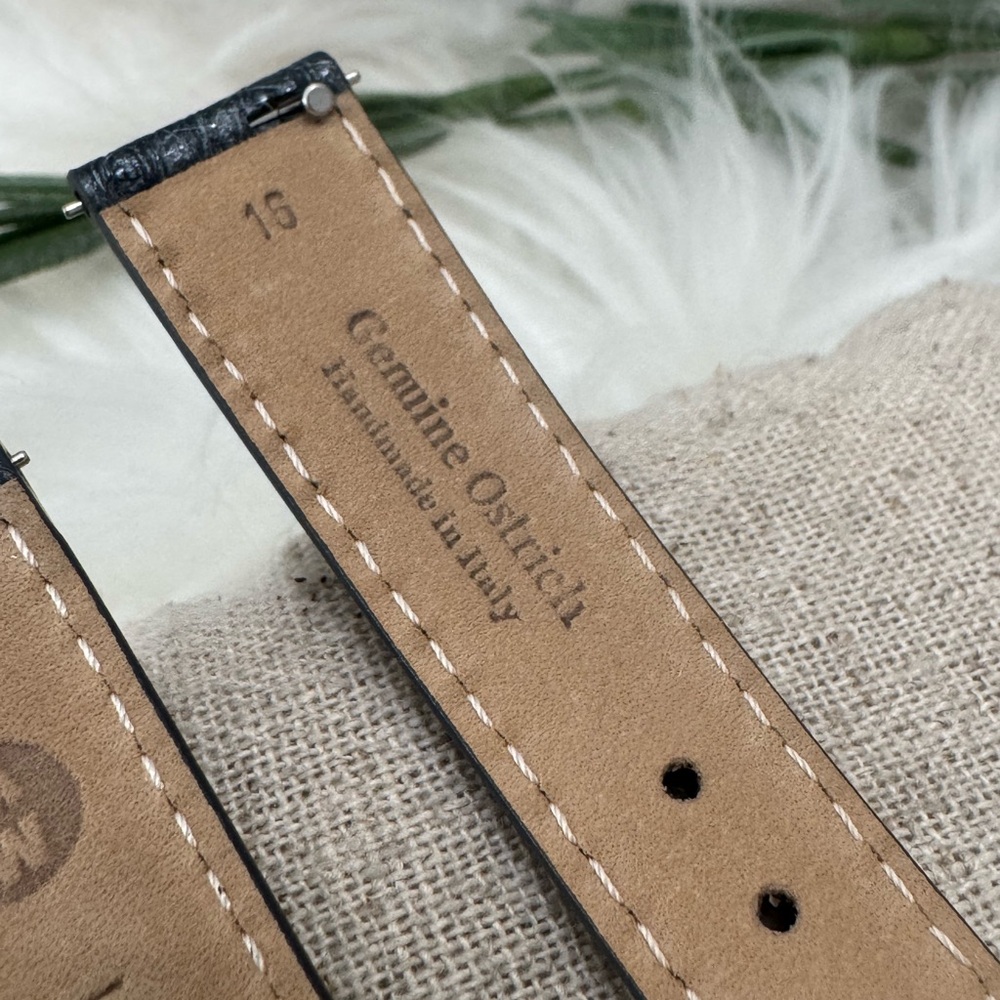 NEW wTags Michele 16MM Ostrich Leather Watch Band Shadow Grey - Picture 5 of 7